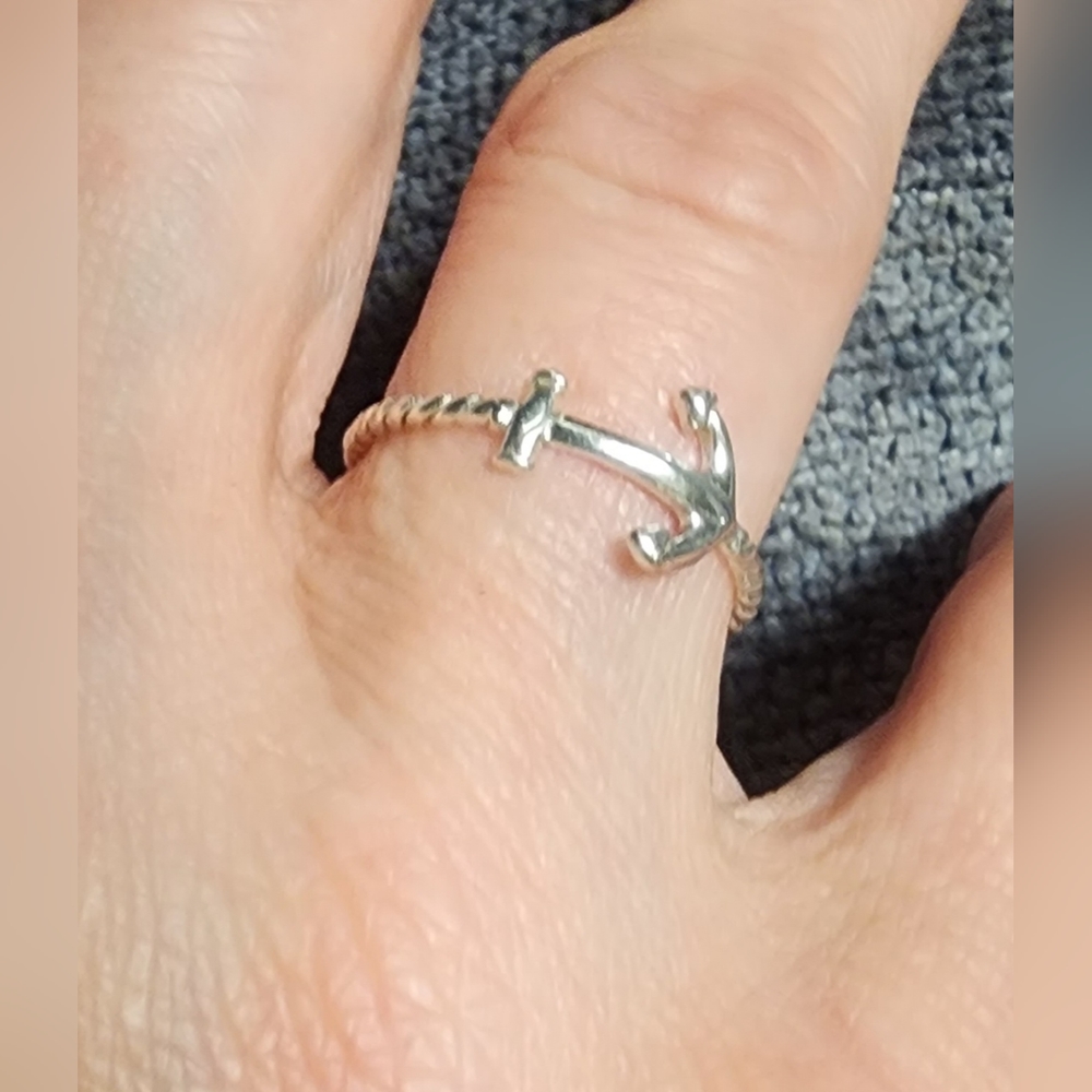STERLING SILVER ROPE ANCHOR RING SIZE 8.5